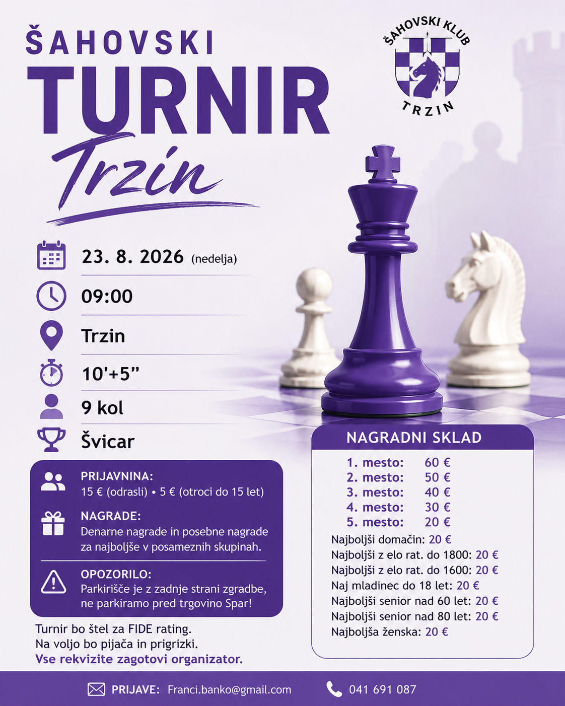 Šahovski turnir Trzin – plakat